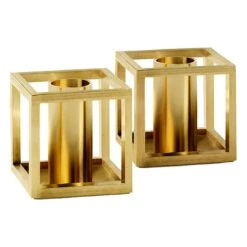 By Lassen Kubus Micro Kerzenhalter, 2 Stück, Vergoldet