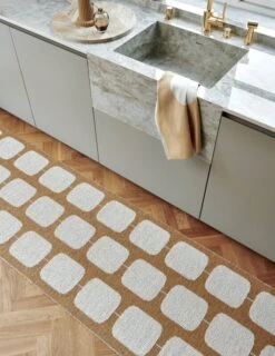 Sten Teppich, 70 x 100 cm, Ockergelb – Vanille -Dekorative Kunst Pappelina sten ochre 2