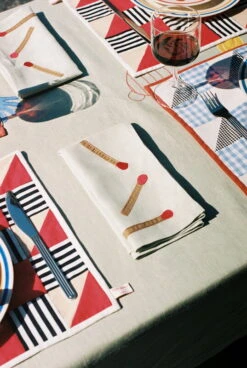 Hay Sobremesa Tischset, Gestreift, Rot -Dekorative Kunst Sobremesa Napkin Set of 4 green