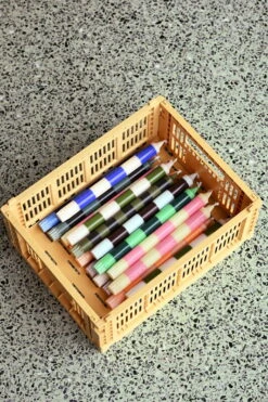 Hay Stripe Kerze, 4 Stück, Leuchtend -Dekorative Kunst Stripe Candle Set of 4 family