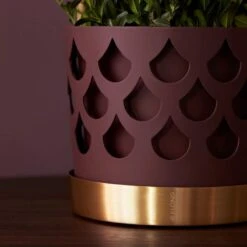 Klong Trio Blumentopf, Mittelgroß, Dunkelrot 7 Klong Trio Blumentopf, Mittelgroß, Dunkelrot -Dekorative Kunst Trio Dark Red 3