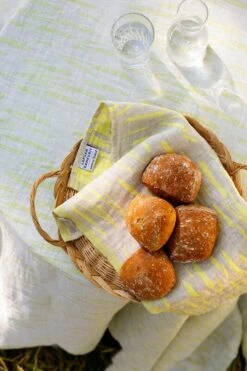 Osmankäämi Handtuch/Serviette, Leinen - Gelb -Dekorative Kunst lapuankankurit osmankaami tablecloth blanket and towel napkin linen yellow 3