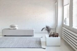 Grid Teppich, Weiß - Hellgrau -Dekorative Kunst wn grid 4413